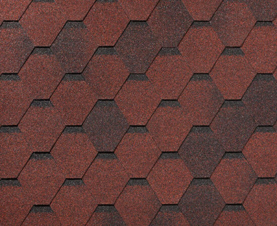 Черепица гибкая RoofShield Фемили Эко Лайт Стандарт красный с оттенением