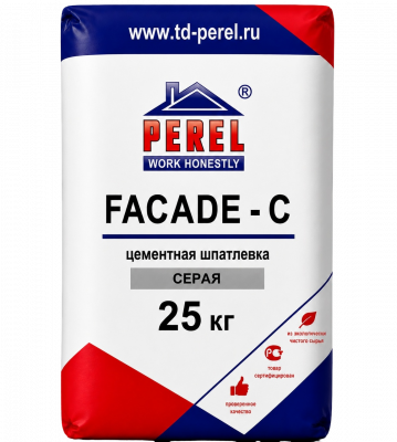 Шпатлевка цементная FACADE-C, серая, 25 кг