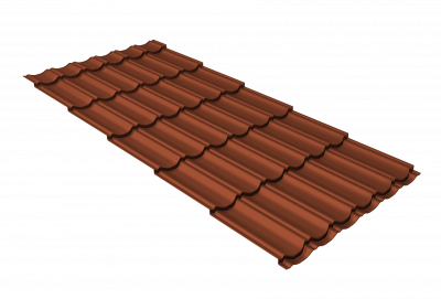 Металлочерепица "Квинта Юг" 0,5 Velur X RAL 8004 терракота